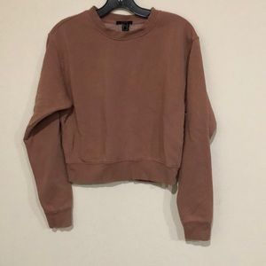 Forever 21 light cocoa cozy crop sweatshirt sz med 20” length